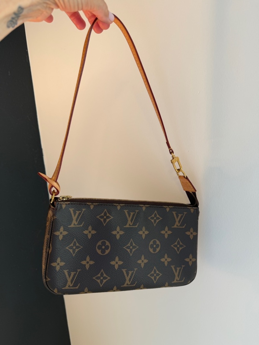 Louis Vuitton Monogram Canvas Mini Pochette in Brown and Tan - Picture 13 of 16